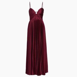 ML Monique Lhuillier Suzette Satin Maxi Dress Bordeaux